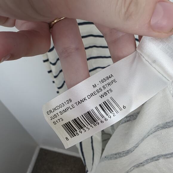 Roxy White Black Striped Casual Lightweight Simple Shift Mini Tank Dress Size M - Picture 5 of 7